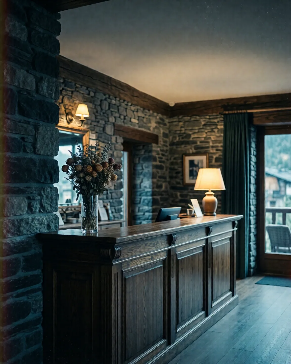 Recepción de un hotel boutique de montaña en Andorra